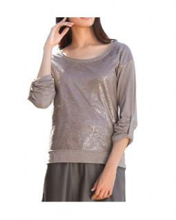 Designer-Paillettenshirt taupe