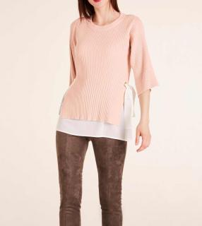 Designer-Pullover-2-in-1 rosé-ecru