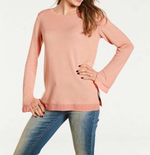 Designer-Pullover mit Chiffon lachs