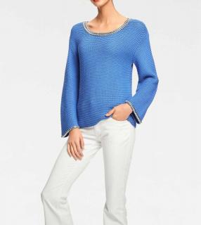 Designer-Pullover mit Nieten azurblau