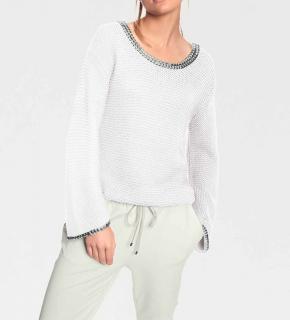 Designer-Pullover mit Nieten offwhite