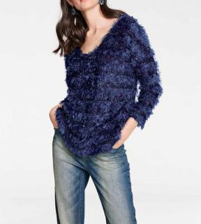 Designer-Pullover mit Pailletten blau