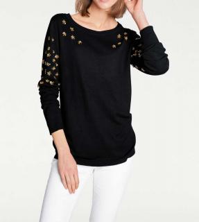 Designer-Pullover mit Pailletten schwarz