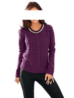 Designer-Pullover mit Perlen beere