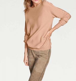 Designer-Pullover mit Perlen nude