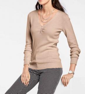 Designer-Pullover mit Seide taupe