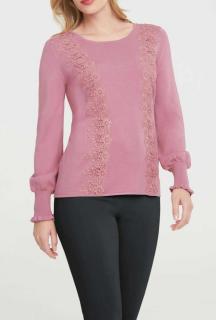 Designer-Pullover mit Spitze smokerose