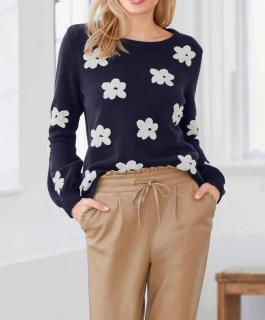 Designer-Pullover mit Stickerei marine