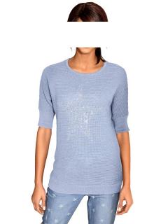 Designer-Pullover mit Strass hellblau