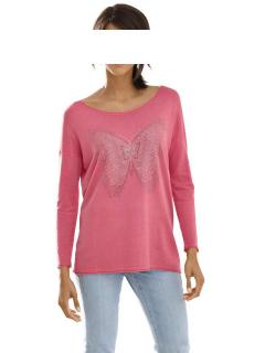 Designer-Pullover mit Strass pink