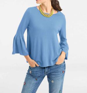 Designer-Pullover mit Volants blau