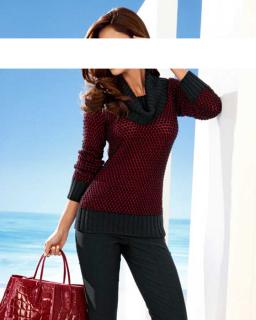 Designer-Pullover rot-schwarz