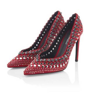 Designer-Pumps mit Strass rot Gr. 37