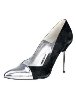 Designer-Pumps schwarz-silber