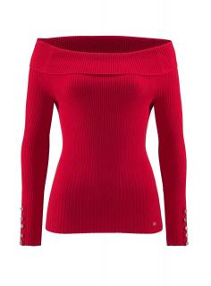 Designer-Rippenstrickpullover rot