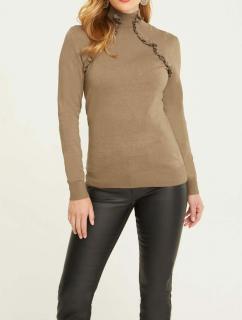 Designer-Rüschenpullover camel