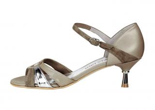 Designer-Sandalette taupe-silber Größe 37