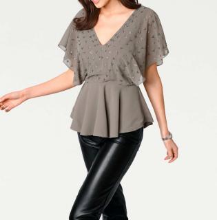 Designer-Schößchen-Bluse taupe