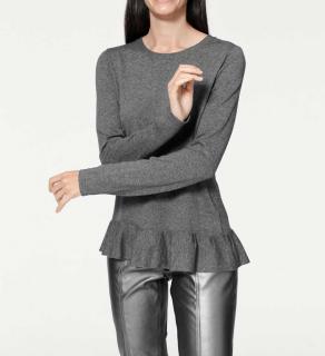 Designer-Schößchenpullover grau