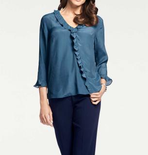 Designer-Seidenbluse indigoblau