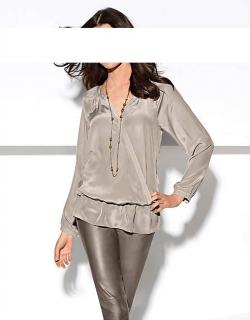 Designer-Seidenbluse taupe