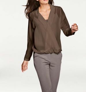 Designer-Seidenbluse taupe