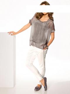 Designer-Seidentunika + Top taupe