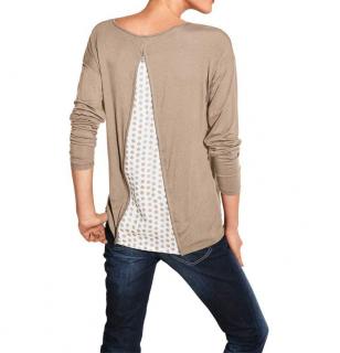 Designer-Shirt mit Einsatz taupe