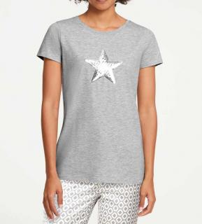 Designer-Shirt mit Pailletten grau-melange