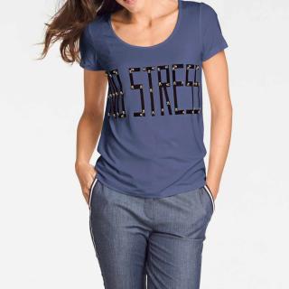 Designer-Shirt mit Perlen jeansblau