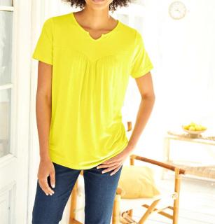 Designer-Shirt mit Raffung limone