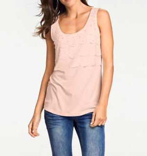 Designer-Shirttop mit Perlen rosé