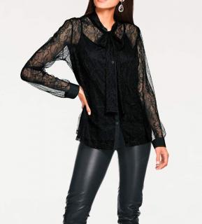 Designer-Spitzenbluse mit Top schwarz