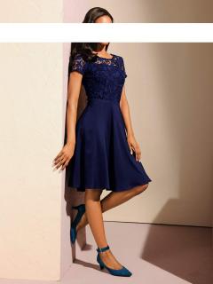 Designer-Spitzenkleid blau