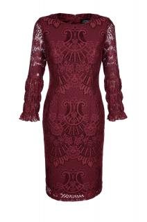 Designer-Spitzenkleid bordeaux