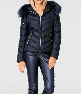 Designer-Steppjacke mit Webpelz marine