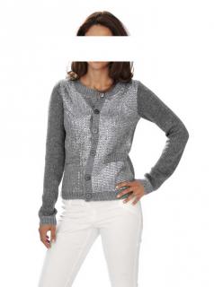 Designer-Strickjacke mit Pailletten silbergrau