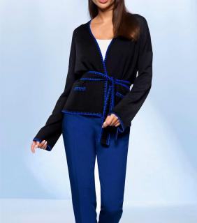 Designer-Strickjacke schwarz-royalblau