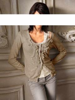 Designer-Strickjacke taupe