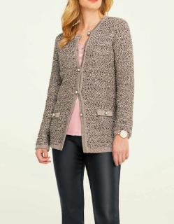 Designer-Strickjacke taupe-goldfarben