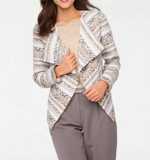 Designer-Strukturblazer beige-weiß