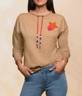 Designer-Sweatshirt mitApplikation camel