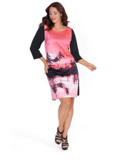 Designer-Tunikakleid pink-schwarz Gr. 50