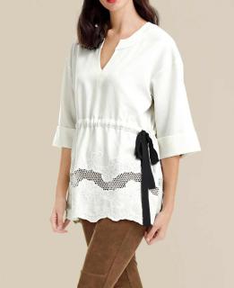 Designer-Tunikashirt mit Stickerei offwhite