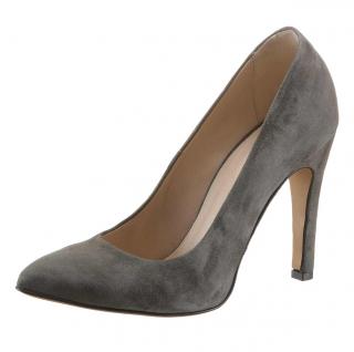 Designer-Veloursleder-Pumps grau