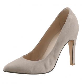 Designer-Veloursleder-Pumps hellbeige