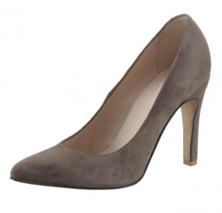 Designer-Veloursleder-Pumps taupe