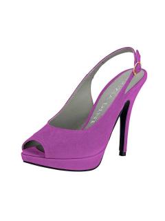 Designer-Veloursleder-Slingpumps fuchsi