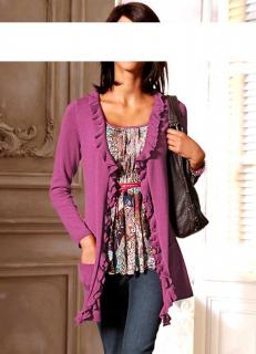 Designer-Volant-Strickjacke pink