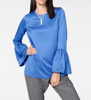 Designer-Volantbluse blau